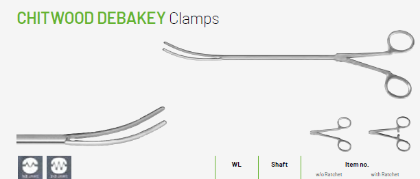 Plansza katalogowa VATS – Chitwood Debakey Clamps