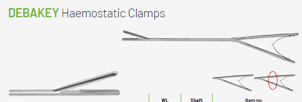 Plansza katalogowa VATS – Debakey Haemostatic Clamps